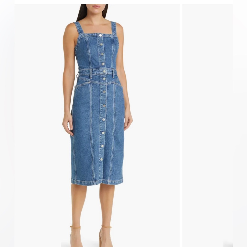 Rails Blue Denim Button-Front Midi Dress